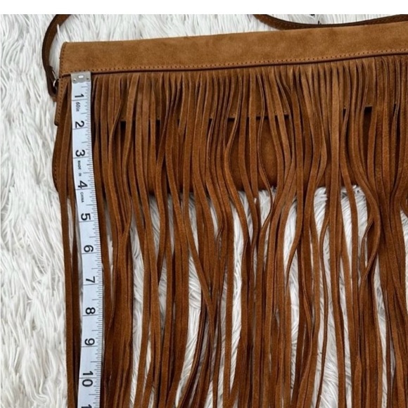 House of Harlow 1960 Brown Leather Crossbody Bag with Fringe - Picture 2 of 5